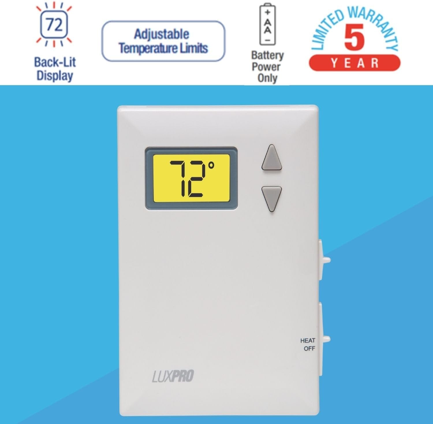 Lux Pro PSD010B Mechanical Non-Programmable Thermostat; 1 Heat Only; Without ...