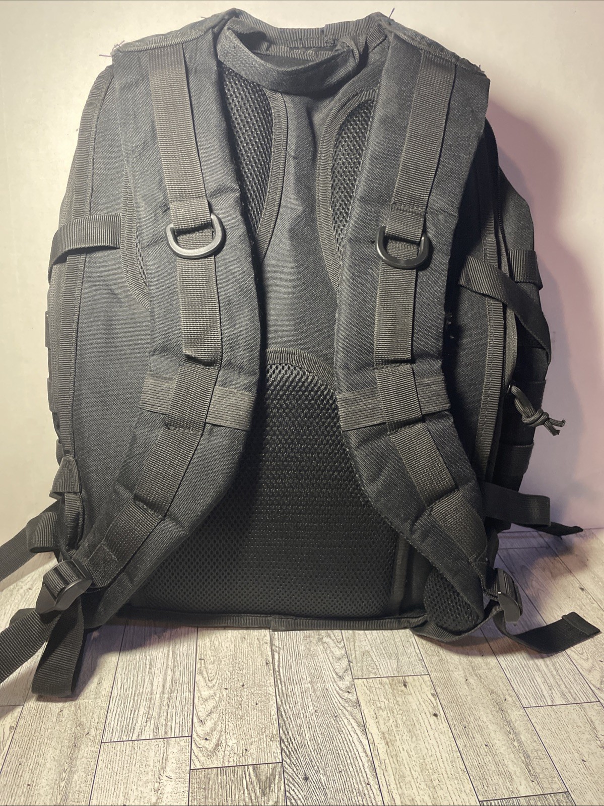 Large Black Military Style Tactical Backpack with many pockets for Storage