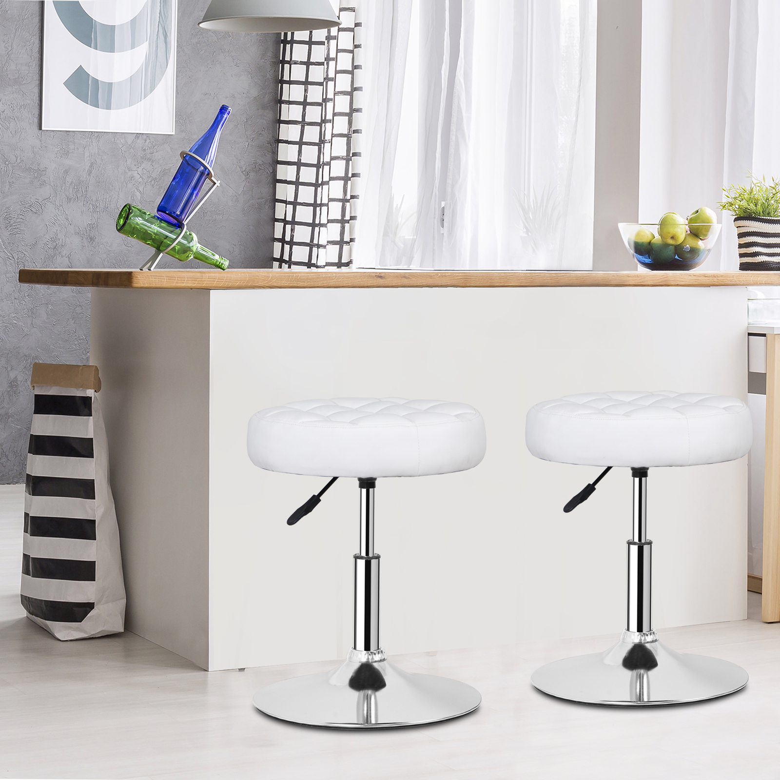 Vanity Stool 360° Swivel Makeup Stool Adjustable Ottoman for Bedroom Bathroom
