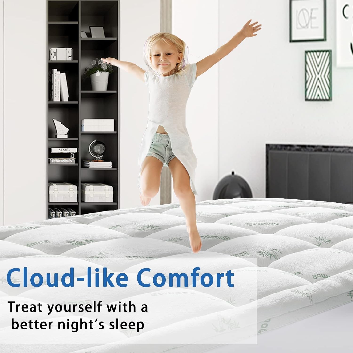 Mattress Topper California King Size, Cooling Extra King, White