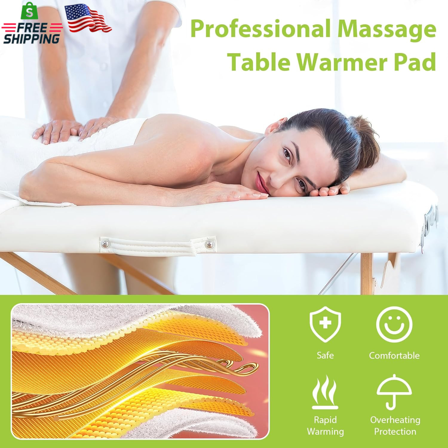 Massage Table Warmer Heating Pad Professional SPA Massage Bed Warmer with Timer,