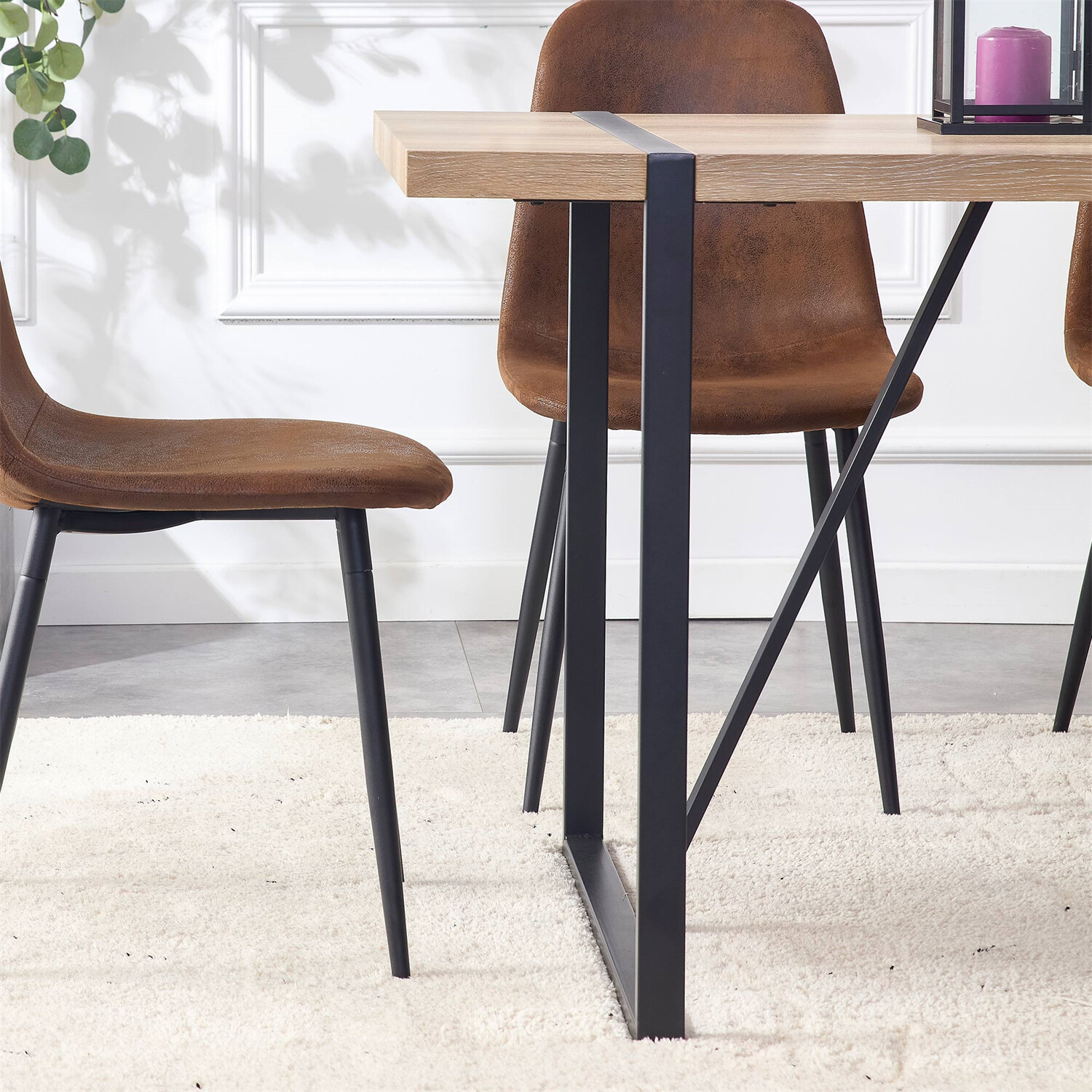 Dining Table Wood Table Kitchen Rectangular Table For 4-6 Person Rustic Brown