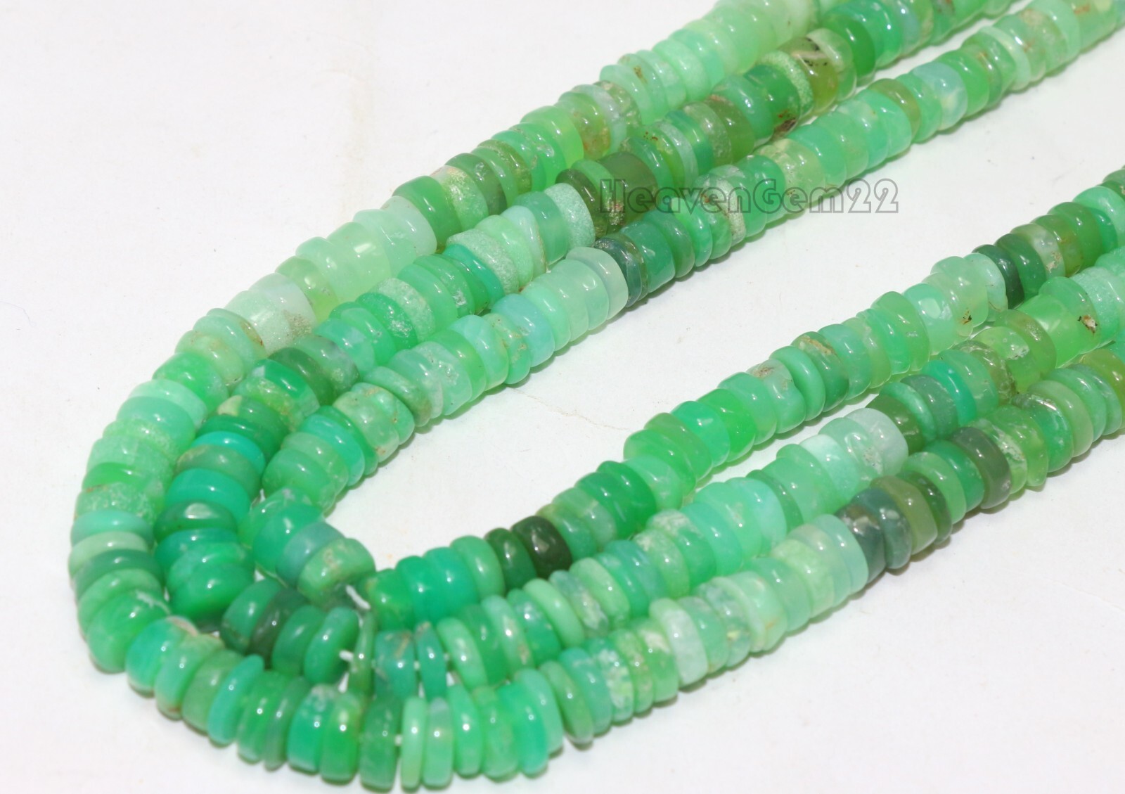 AAA Natural Chrysoprase Smooth Rondelle Heishi 6/7mm Gemstone beads 8 Inch