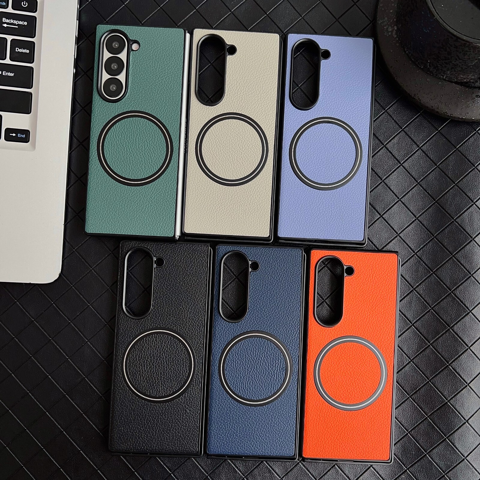 For Samsung Galaxy Z Fold5 4 6 Magnetic PU Leather PC Hard Shockproof Phone Case