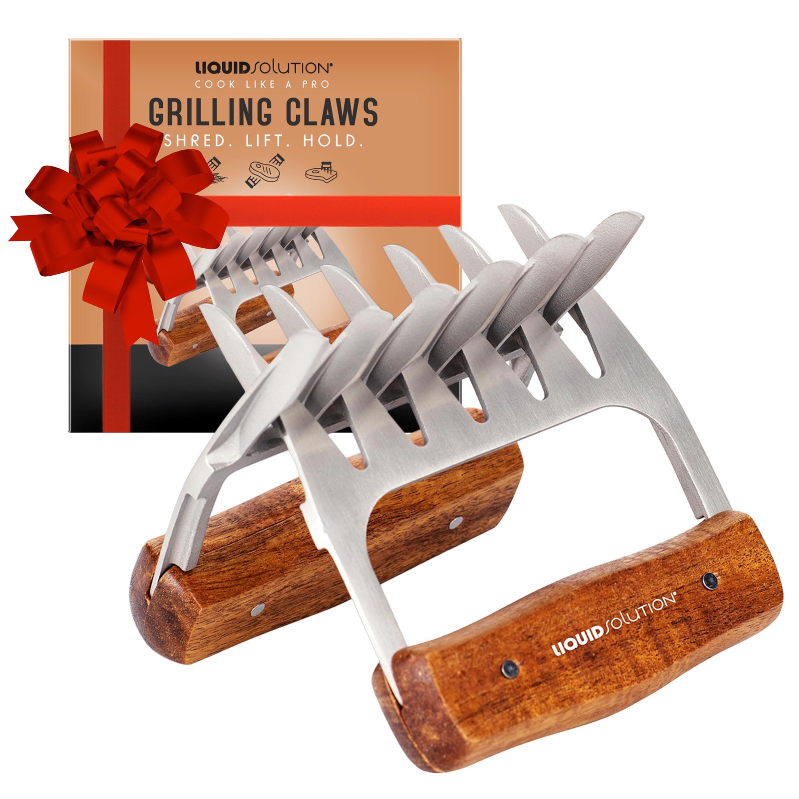 Premium 18/8 Stainless Steel Meat Shredder Claws with Wooden Handles – Effort...
