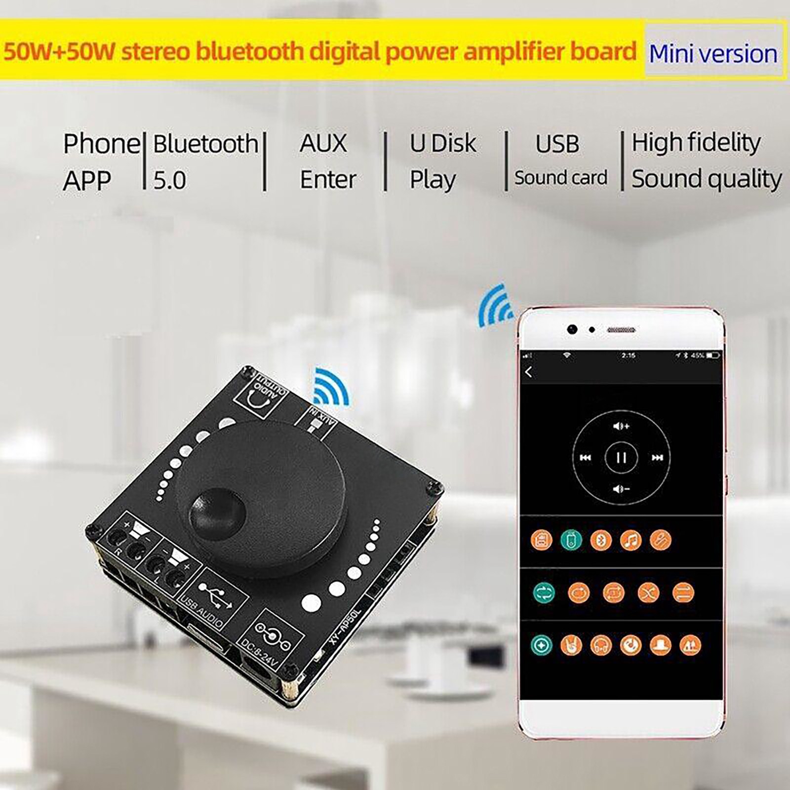 5-24V Mini Bluetooth 5.0 Wireless Stereo Audio Amplifier Board Accessories