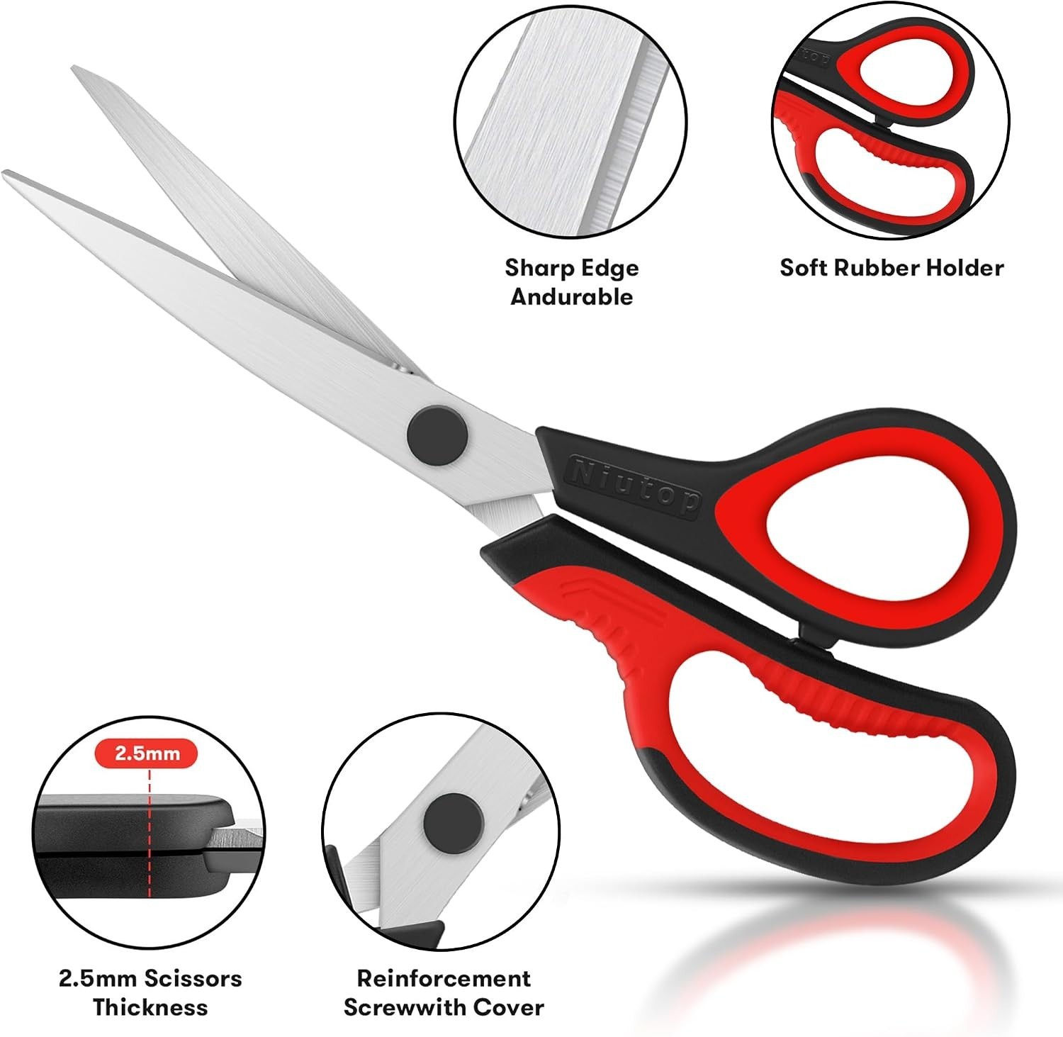 Sharp 8-Inch Scissors for Every Purpose - Comfortable Grip & Precision Cutting