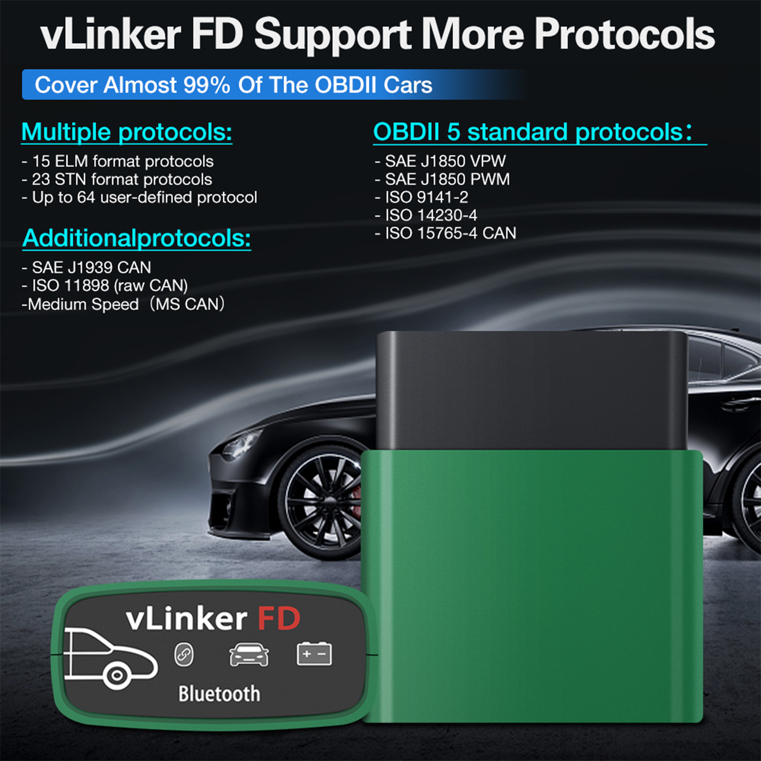 Vgate OBD2 Bluetooth Scanner vLinker FD Diagnostic FOR-Scan Adapter for Android