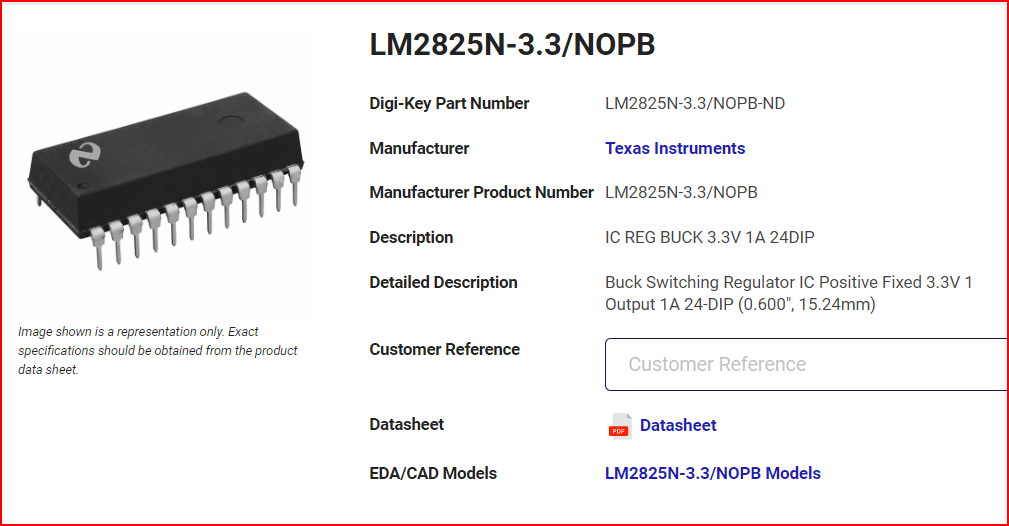 NS National Semiconductor Simple Switcher LM2825N-3.3 REGULATOR IC