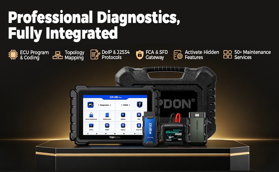 TOPDON ONE PLUS ECU Programming Diagnostic Tool Scanner J2534 CAN-FD 50+ Resets