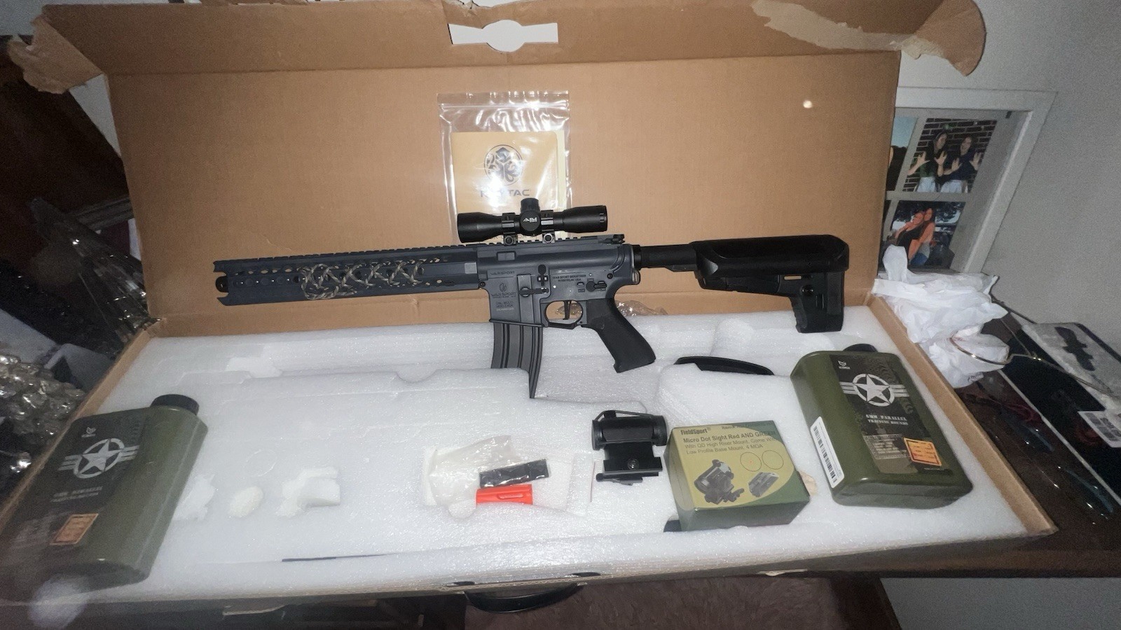 Krytac War Sport LVOA-S Electric Airsoft Rifle w/ Optic, Adjustable Stock