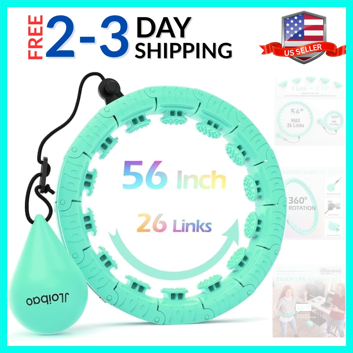 Weighted Hula Circle with 24/26 Links51-56 Inch for Adults Weight Loss, Infin...