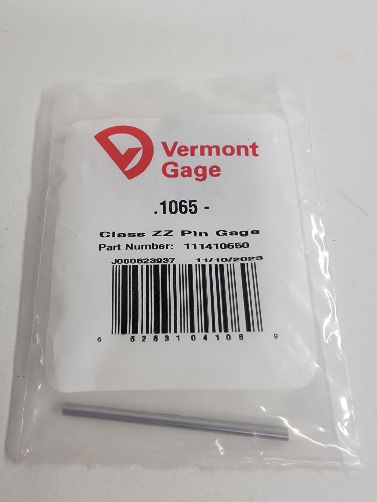 Vermont Gage - 111410650 - .1065" Minus - Class ZZ Pin Gage