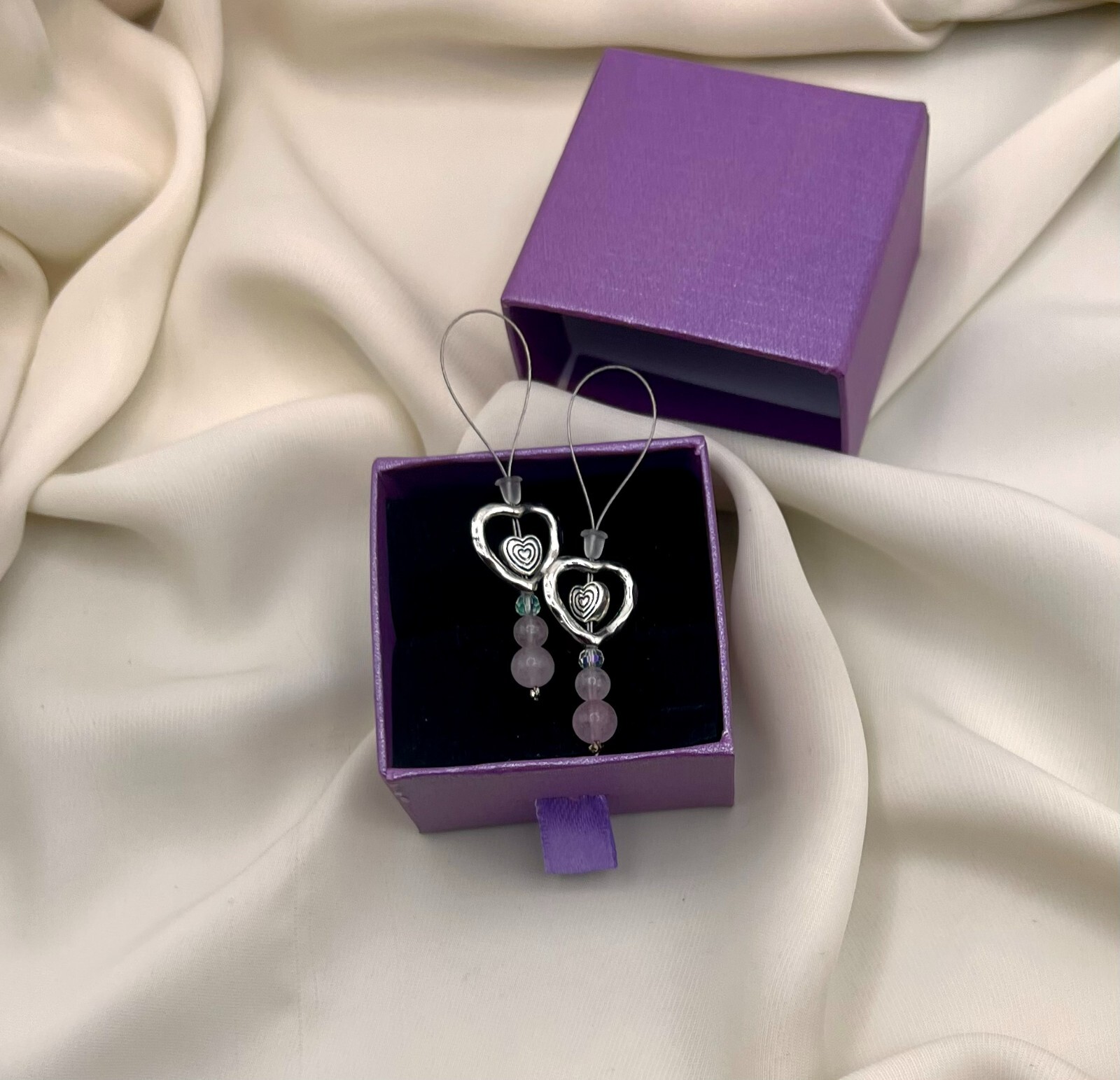 Handmade Gemstone Non Piercing Heart Nipple Rings, Adjustable Body Jewelry Faux