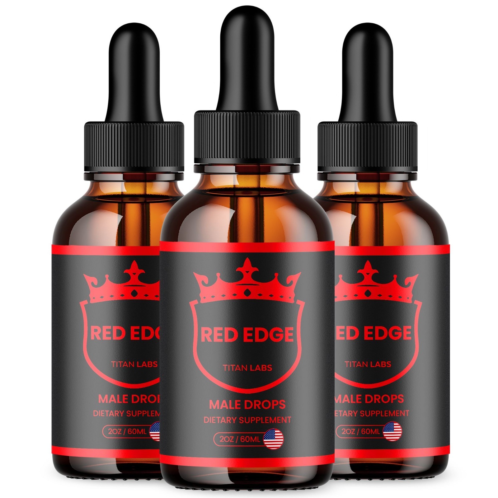 (3 Pack) Red Edge Male Support Drops Advanced RedEdge Supplement 90 Servings