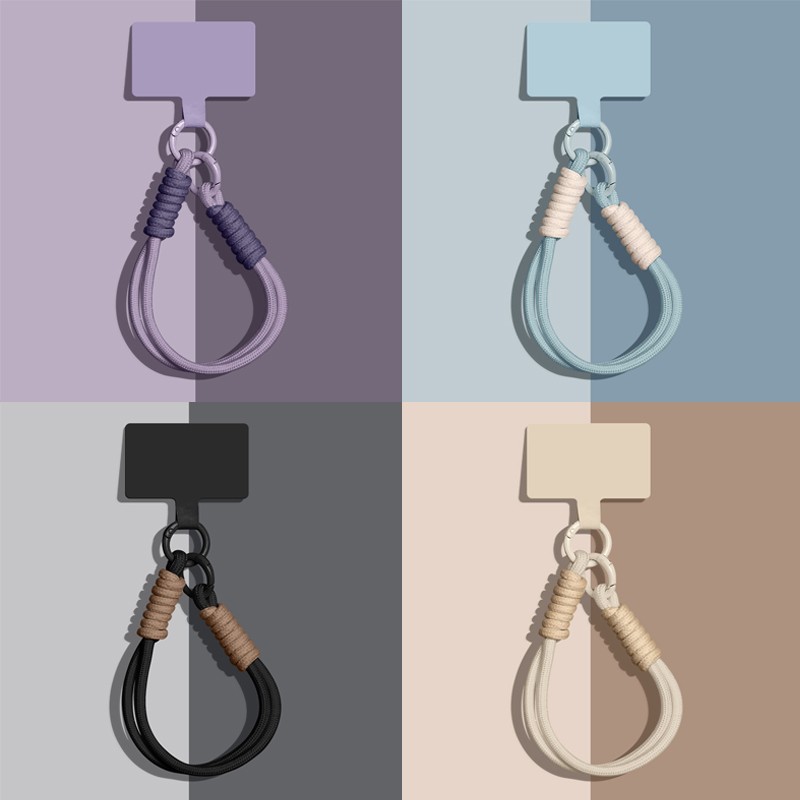 1 Piece Mobile Phone Lanyard Pendant Wristband Solid Color Short Keychain