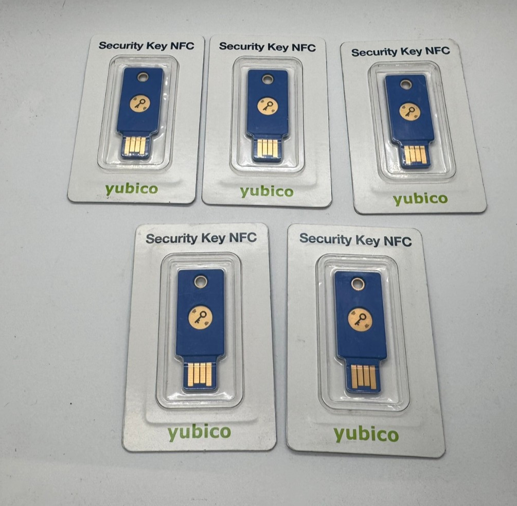 Lot of 5 Yubico Security Key NFC, Two Factor Authentication USB - New in Package