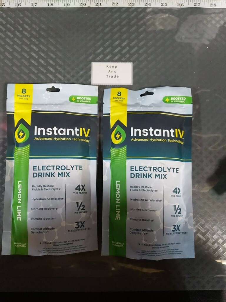 Instant IV Electrolytes Powder Drink Mix  Advanced Hydration Lemon Lime 16 Pack