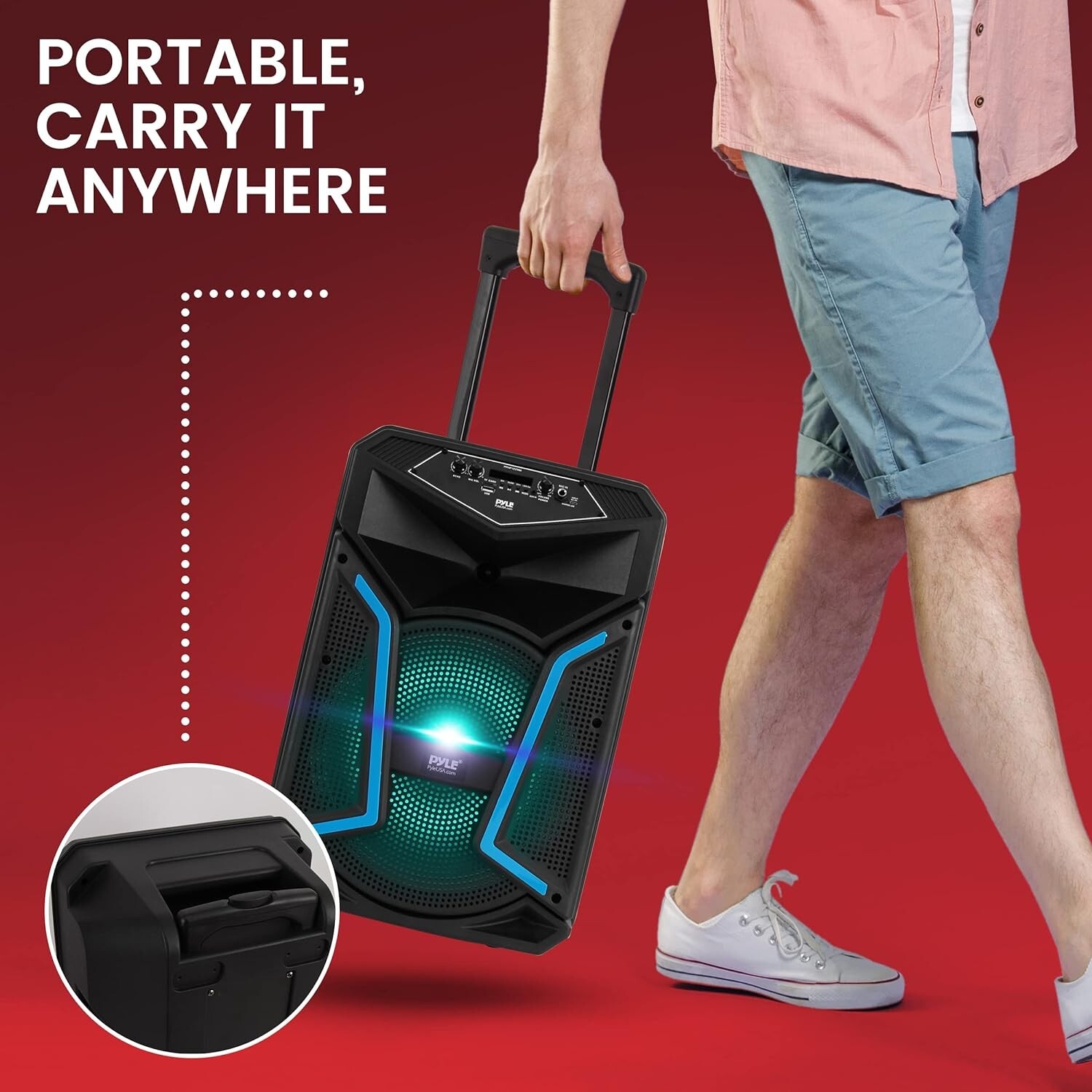 Pyle 12in Bluetooth PA Speaker System 800W Rechargeable & Durable & Stylish