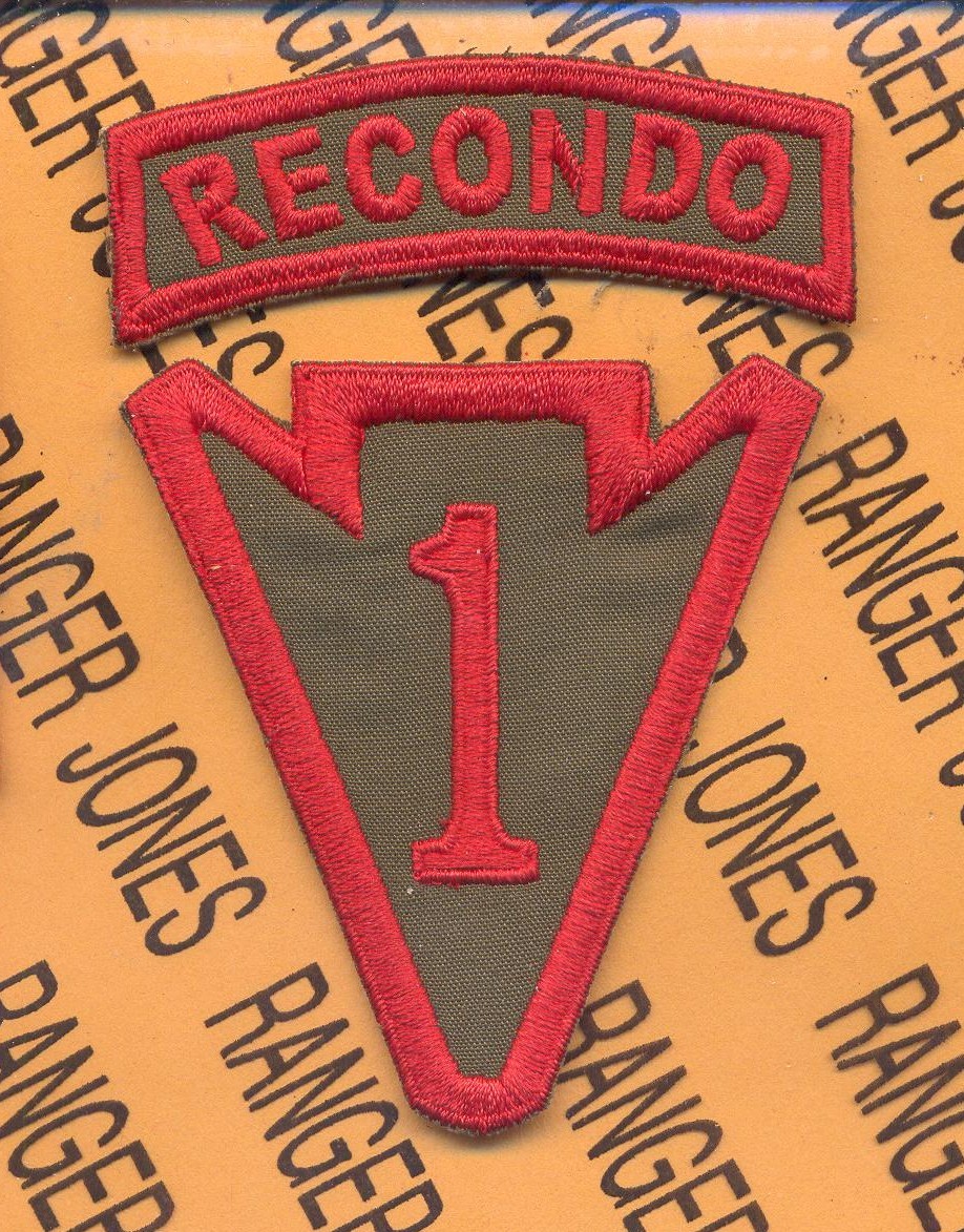 USA 1st Infantry Division RECONDO School Arrowhead LRRP 3.25" patch tab set