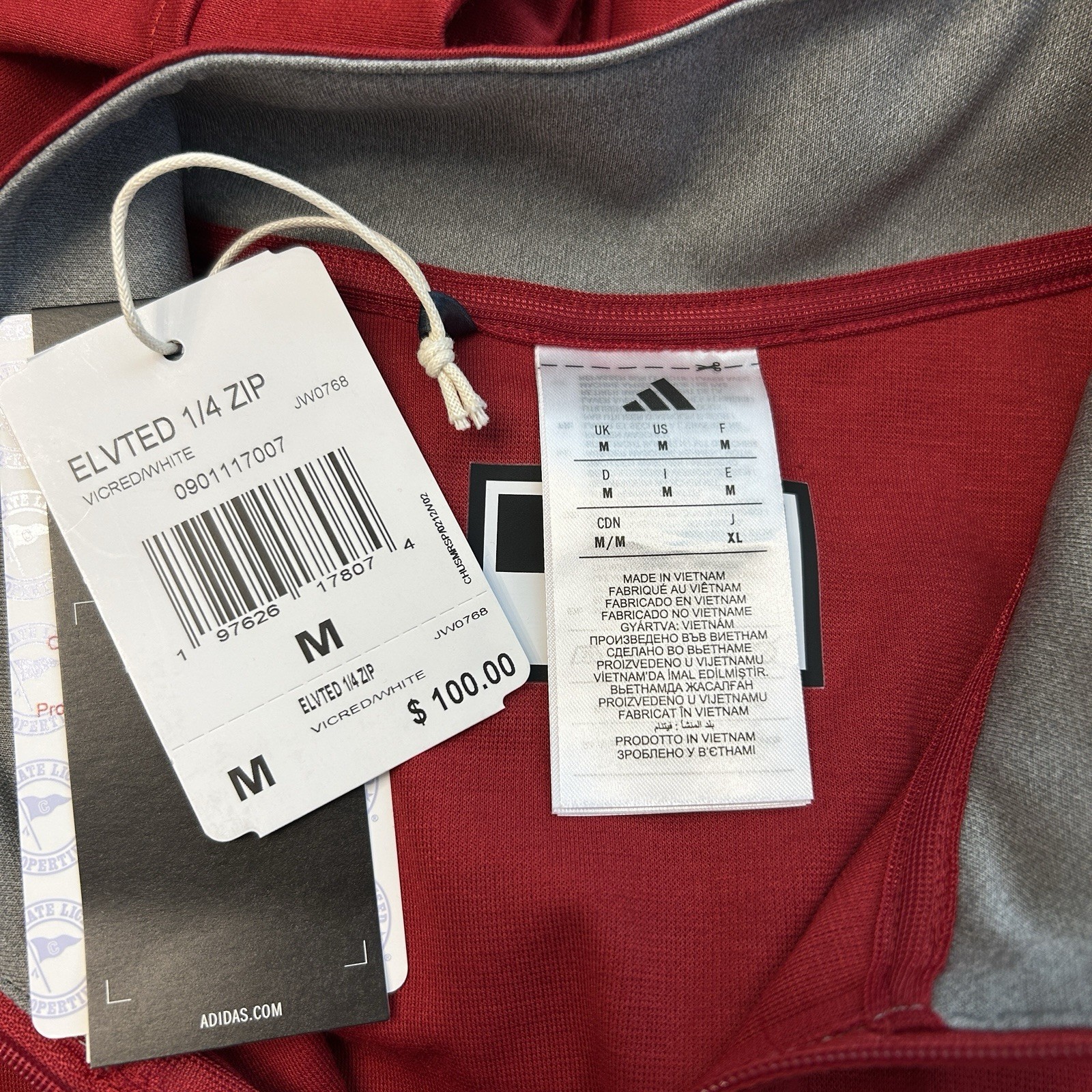 NWT Adidas Indiana Hoosiers Elevated 1/4 Zip Pullover Jacket Mens MEDIUM $100