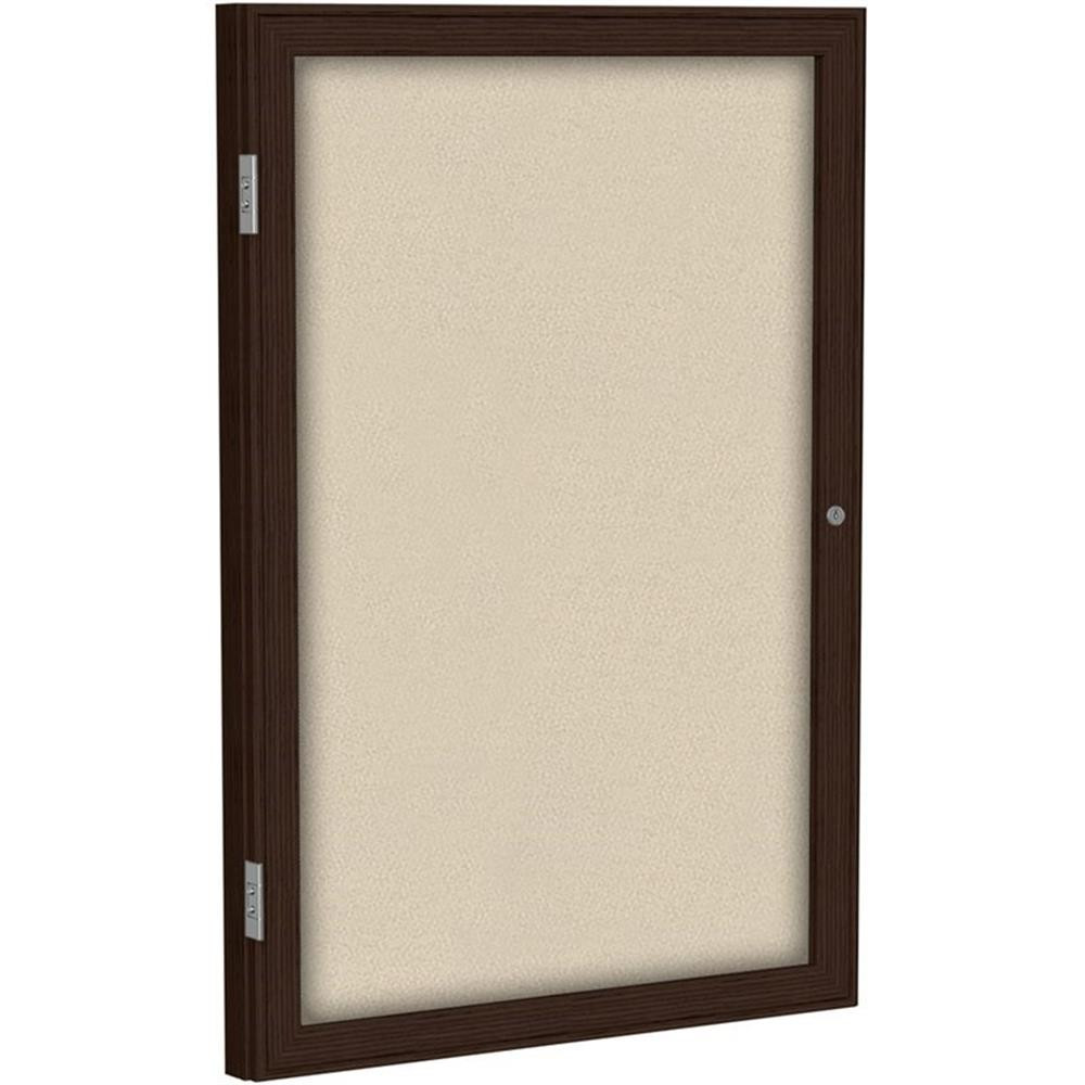 Ghent's Fabric 36" x 30" 1 Door Enclosed Bulletin Board in Beige
