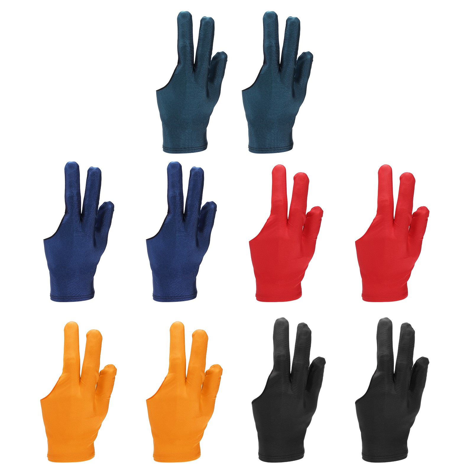 10 Pcs Three Fingers Pool Gloves, Billiards Left Hand Cue Sport Gloves, 5 Colors