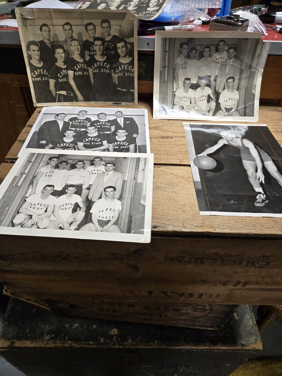 5 VINTAGE 1950's Capece Shoe Store HAZLETON PA Advertising Basketball photo Lot