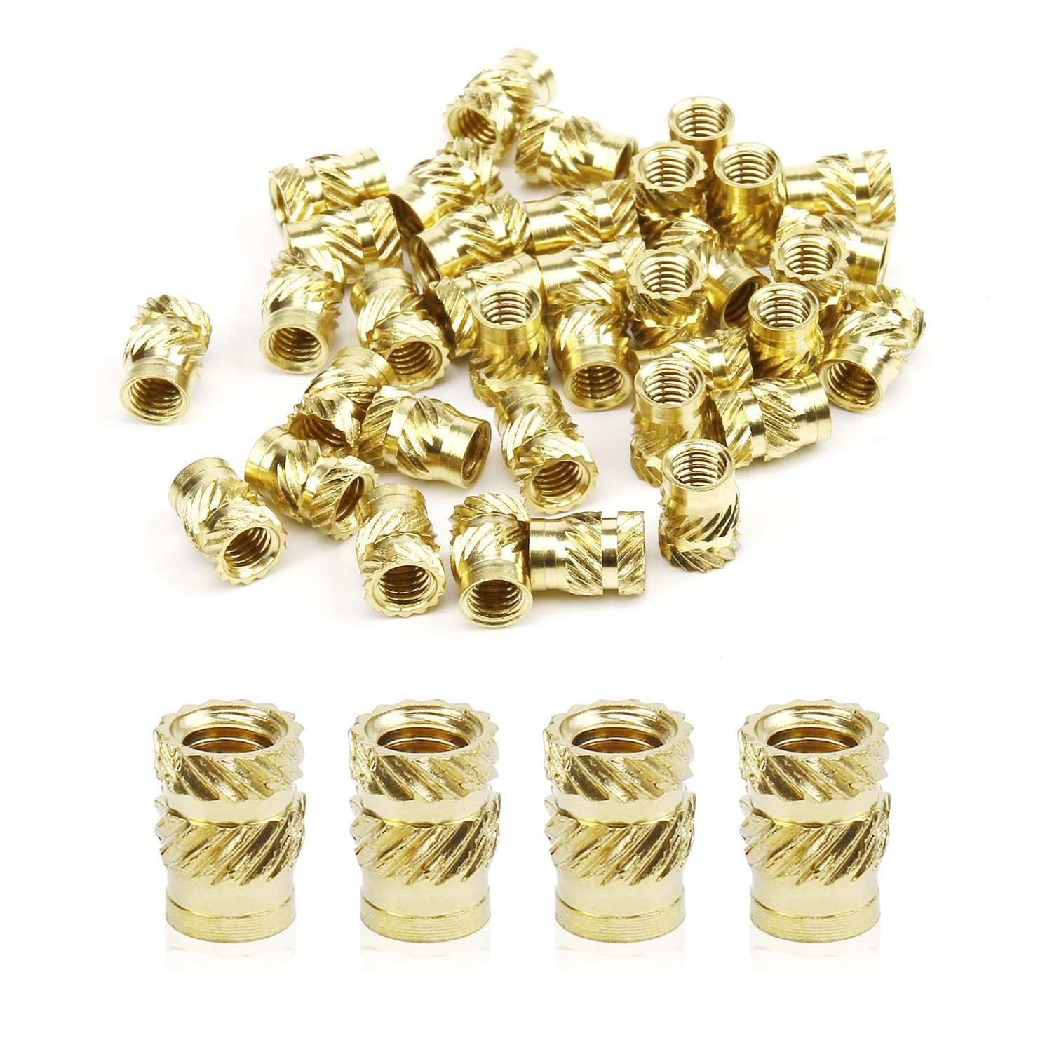Knurled Insert Nuts, 50pcs M5 x 8mm L x 7mm OD Brass Heat Set Insert Nuts, Fe...
