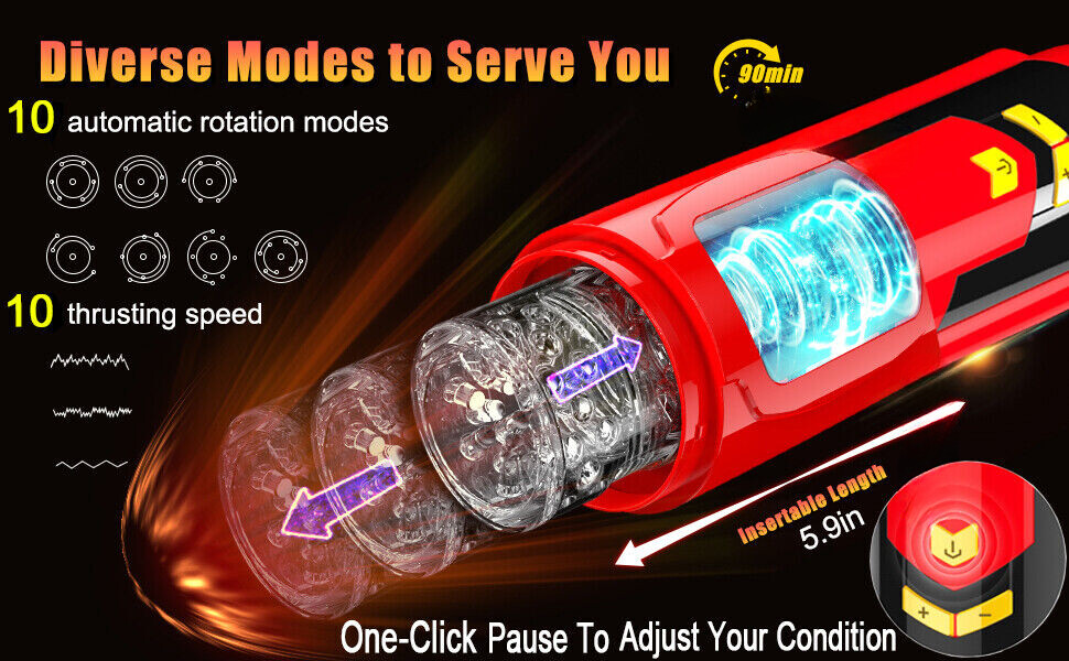 Male Masturbators Automatic Handsfree Rotating Cup Thrusting Stroker Lubricants