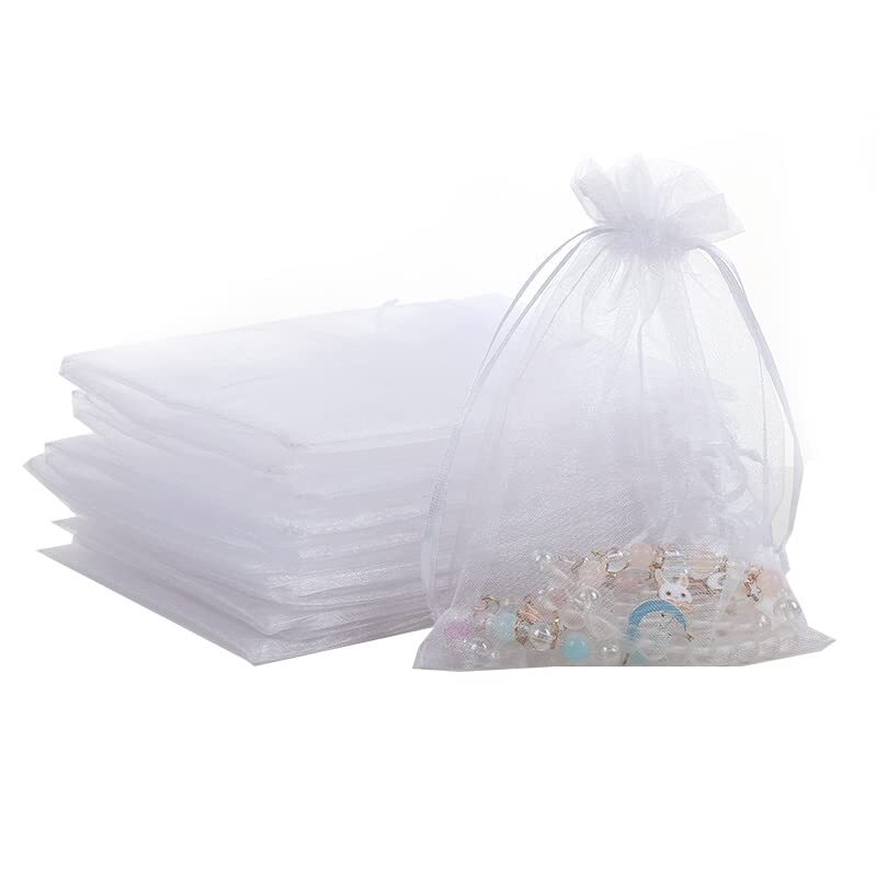 100 Pcs 4x6 Inch Small Organza Bags Jewelry Gift Favor Drawstring Mesh Bags