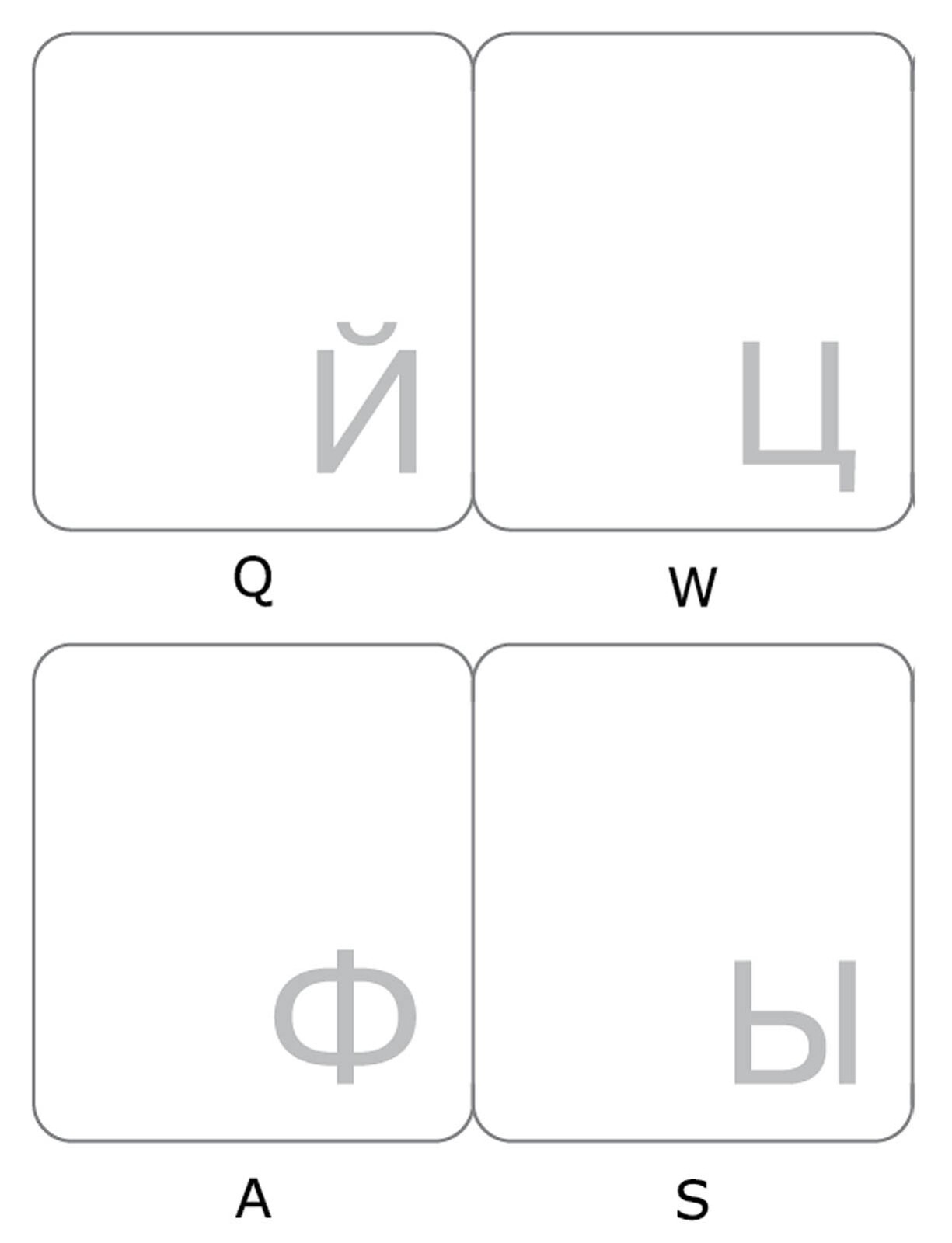 RUSSIAN KEYBOARD STICKER LABEL TRANSPARENT WHITE LETTERS ONLINE-WELCOME