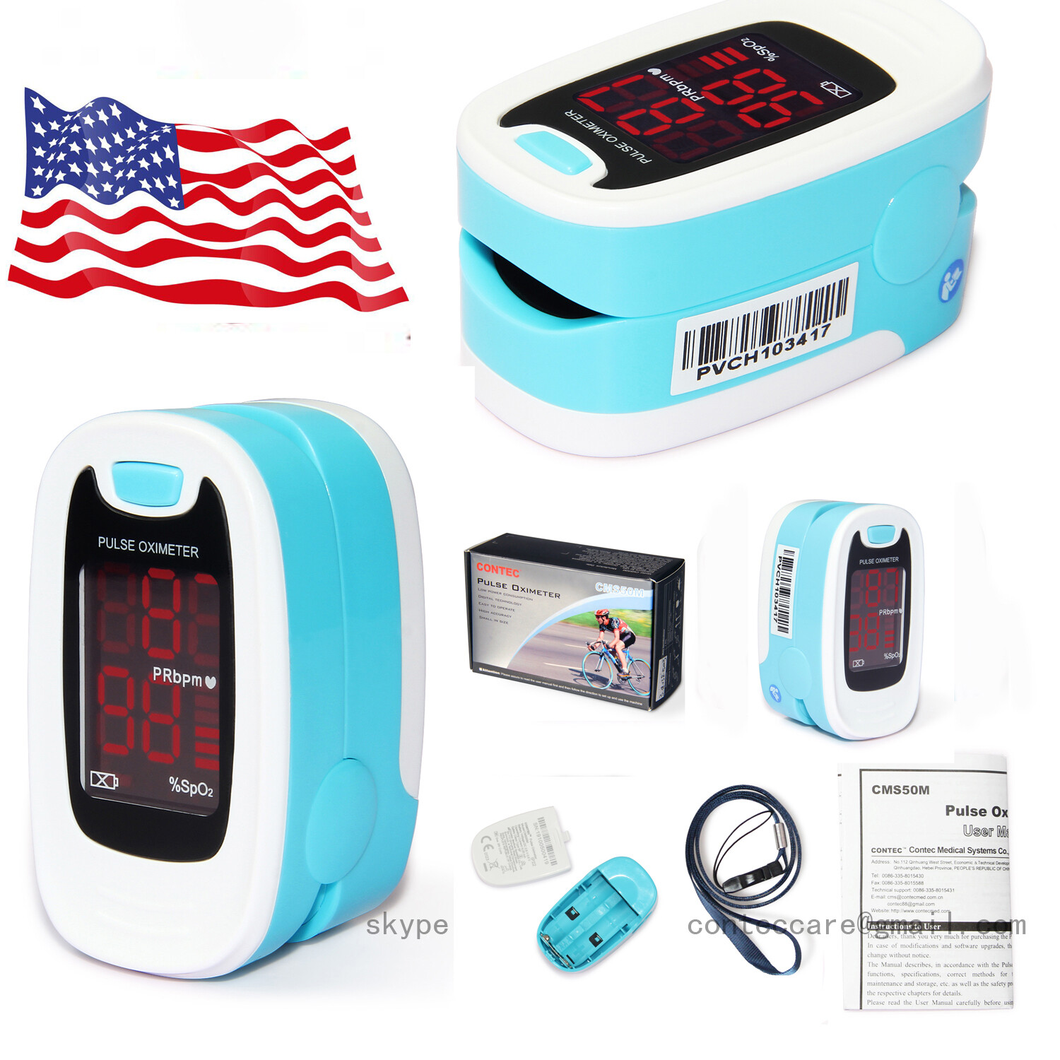 US ship FDA LED Fingertip pulse Oximeter Finger Pulse Blood Oxygen SpO2 Monitor