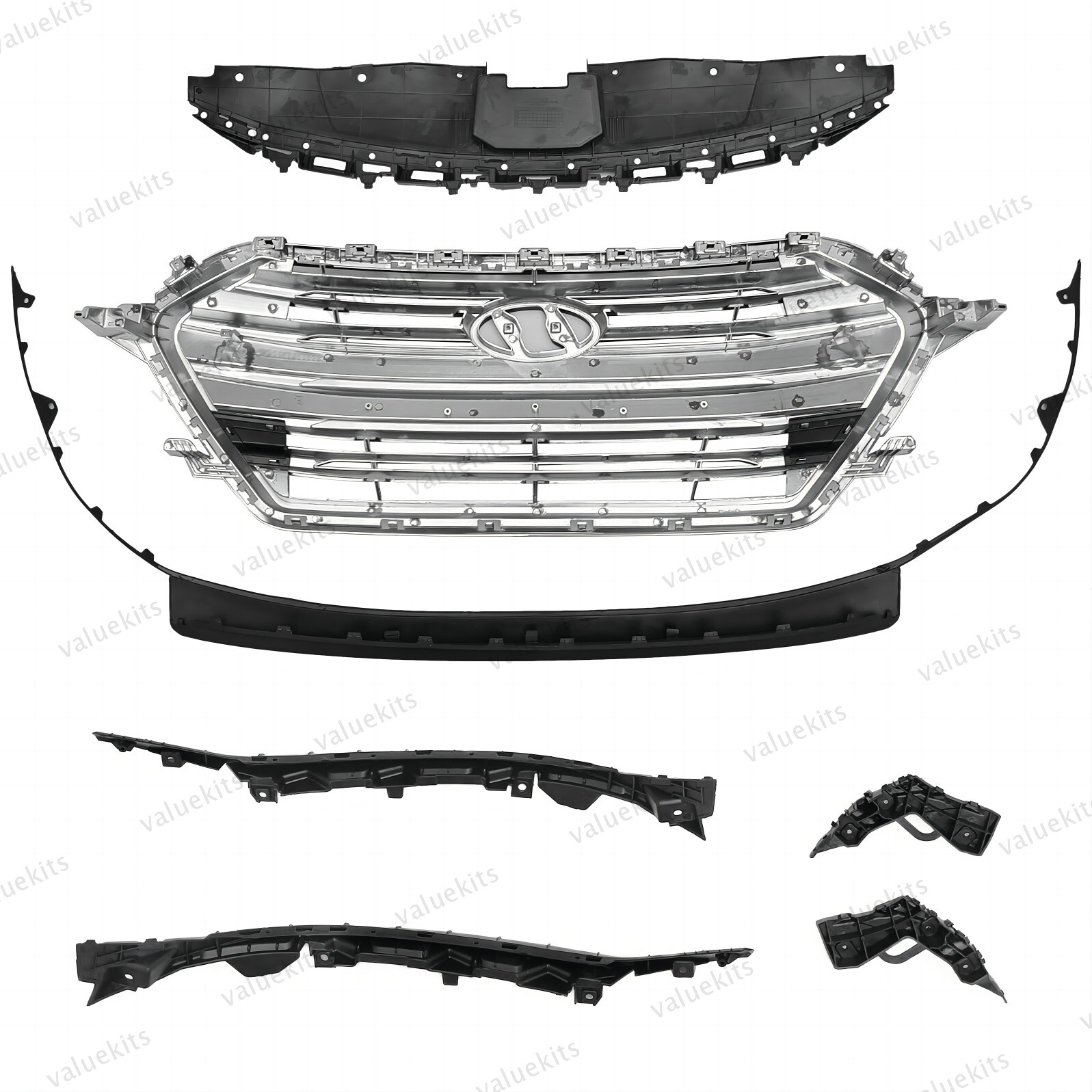 7PC For Elantra 2017 2018 Radiator Cover Grille Headlight Bumper Bracket Kit