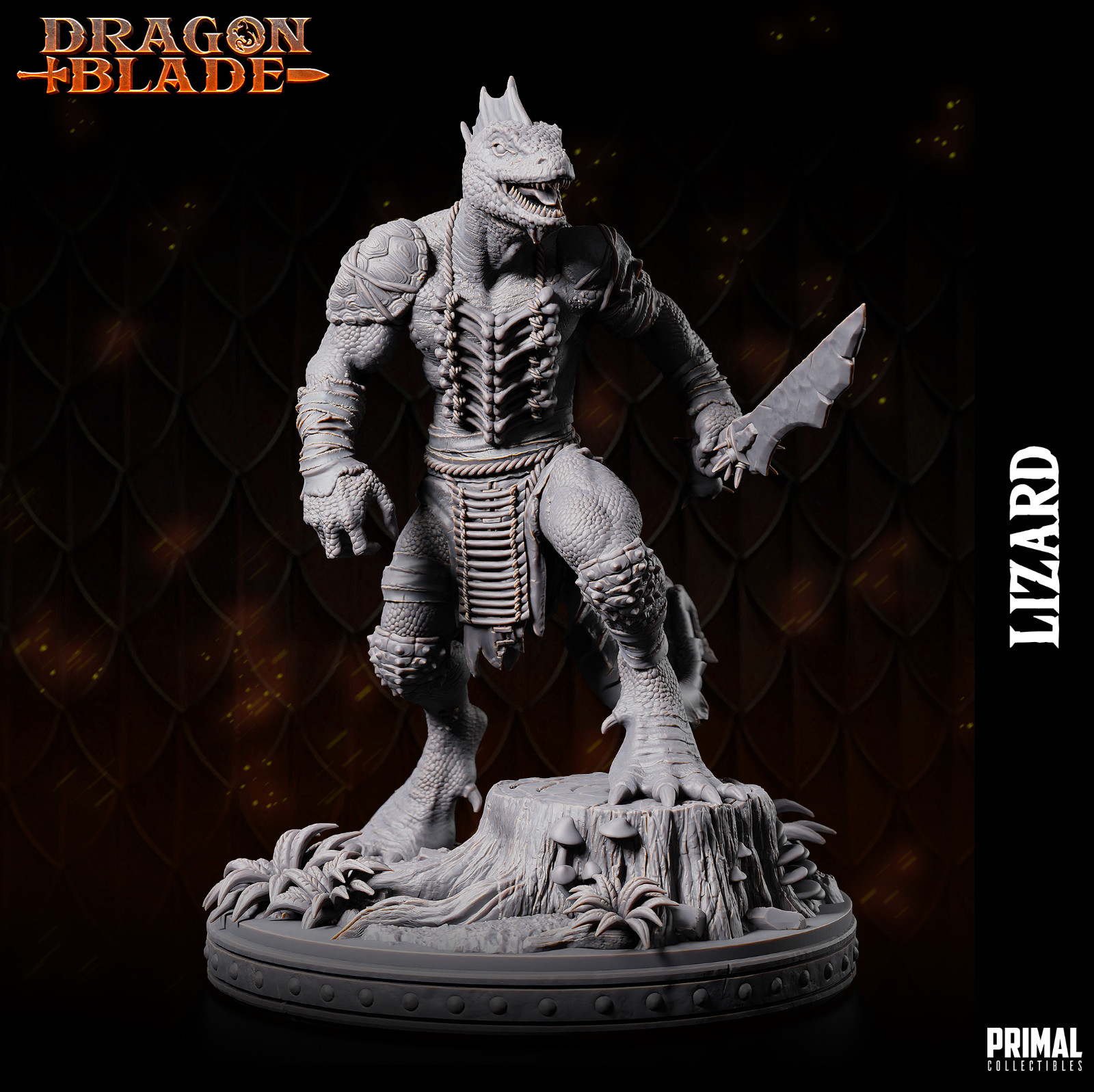 Lizardman with Sword | Primal Collectibles | Compatible with D&D/AoS