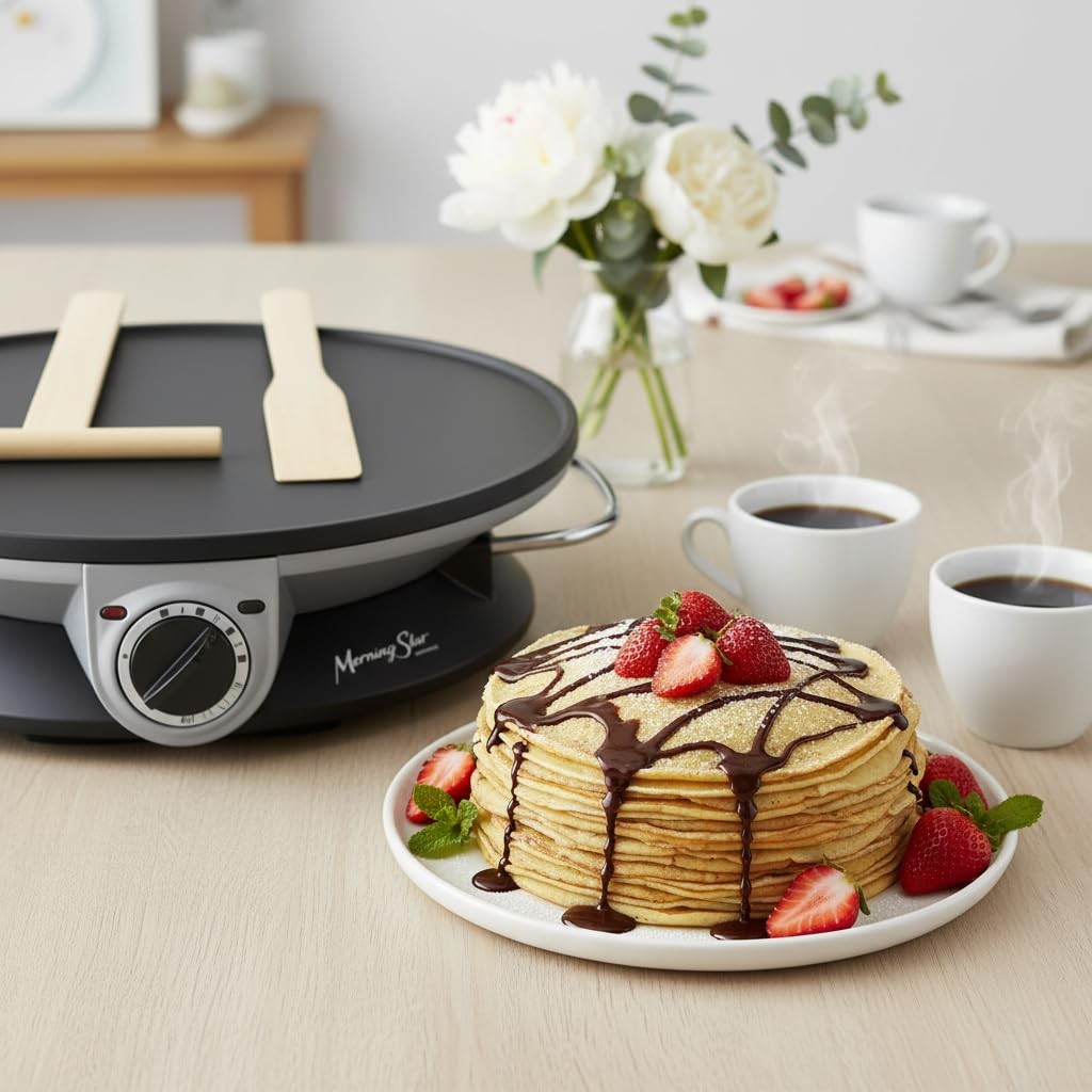 13" Electric Crepe Maker, Nonstick Pancake Griddle, Adjustable Temperature Co...