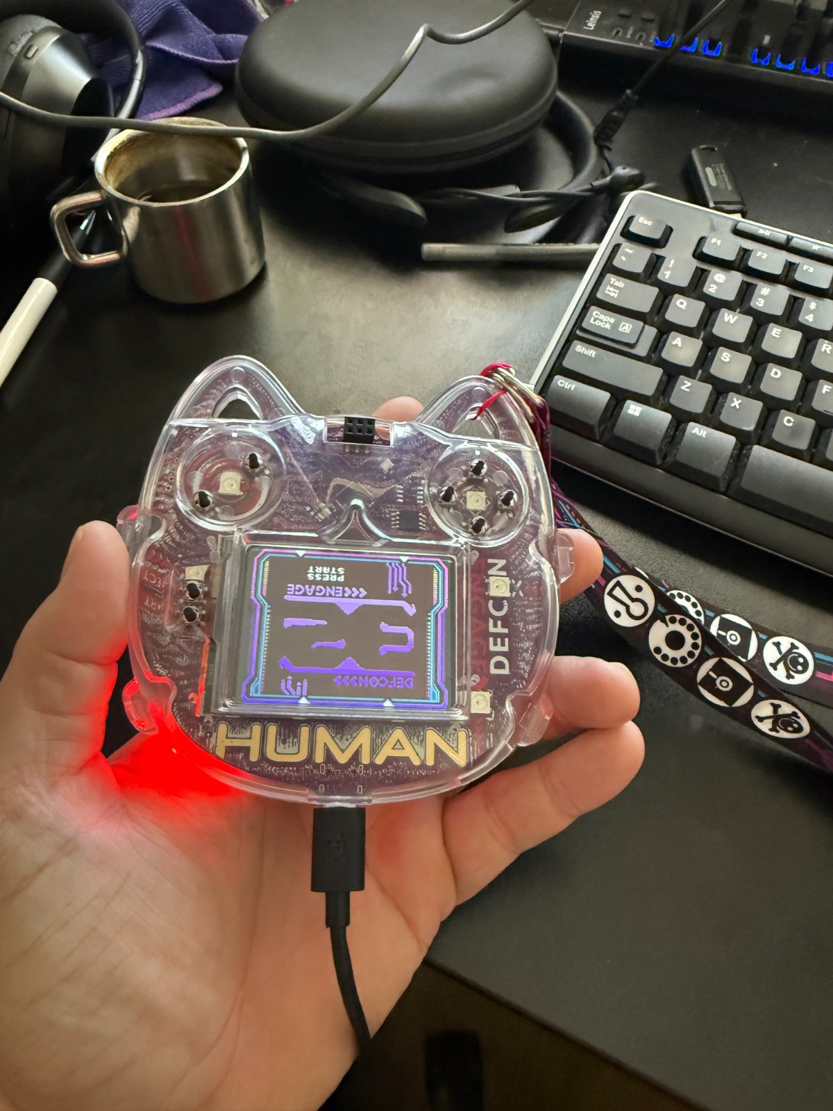 DEF CON 32 Human Badge Cat PCB Powers On Battery w/ Lanyard Tested Raspberry PI