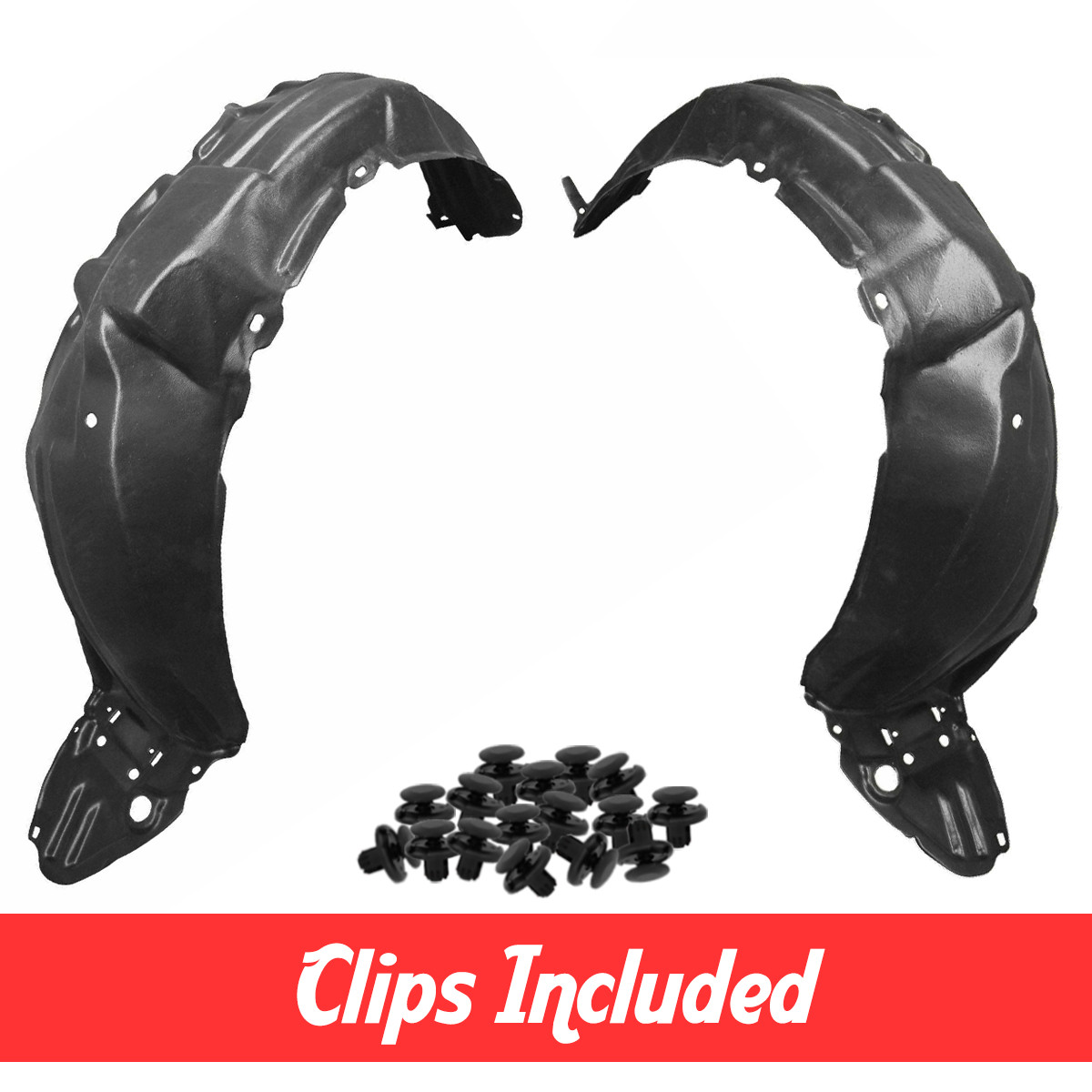 Front Left & Right Side Fender Liner Set w/ Clips For 2012-2014 Toyota Prius C