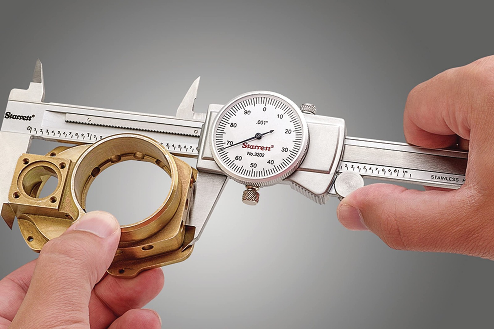 Starrett Dial Caliper with Adjustable Bezel and Fitted Case - White Face, 0-6
