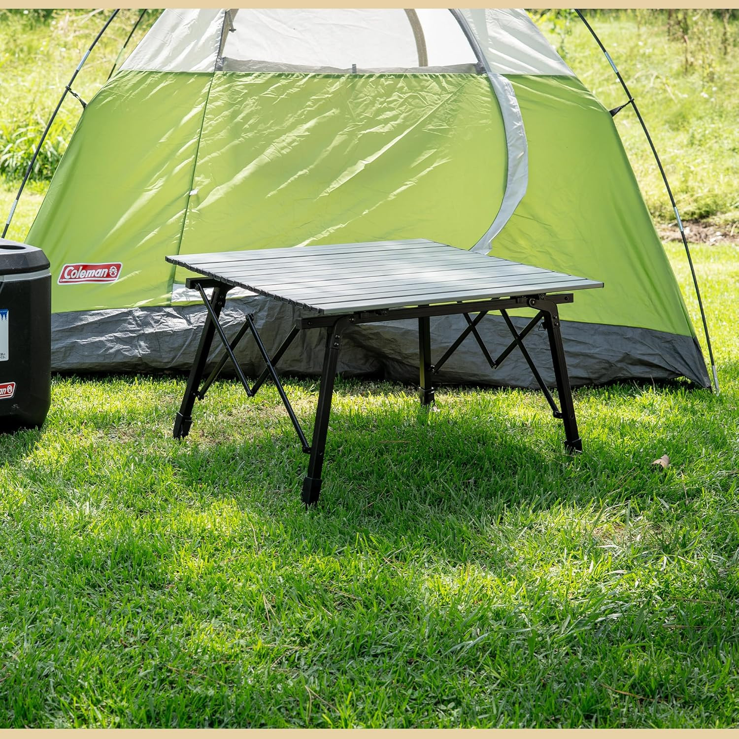 39" Aluminum Folding Camp Roll up Table W/Adjustable Height, Undertable Mesh Sto
