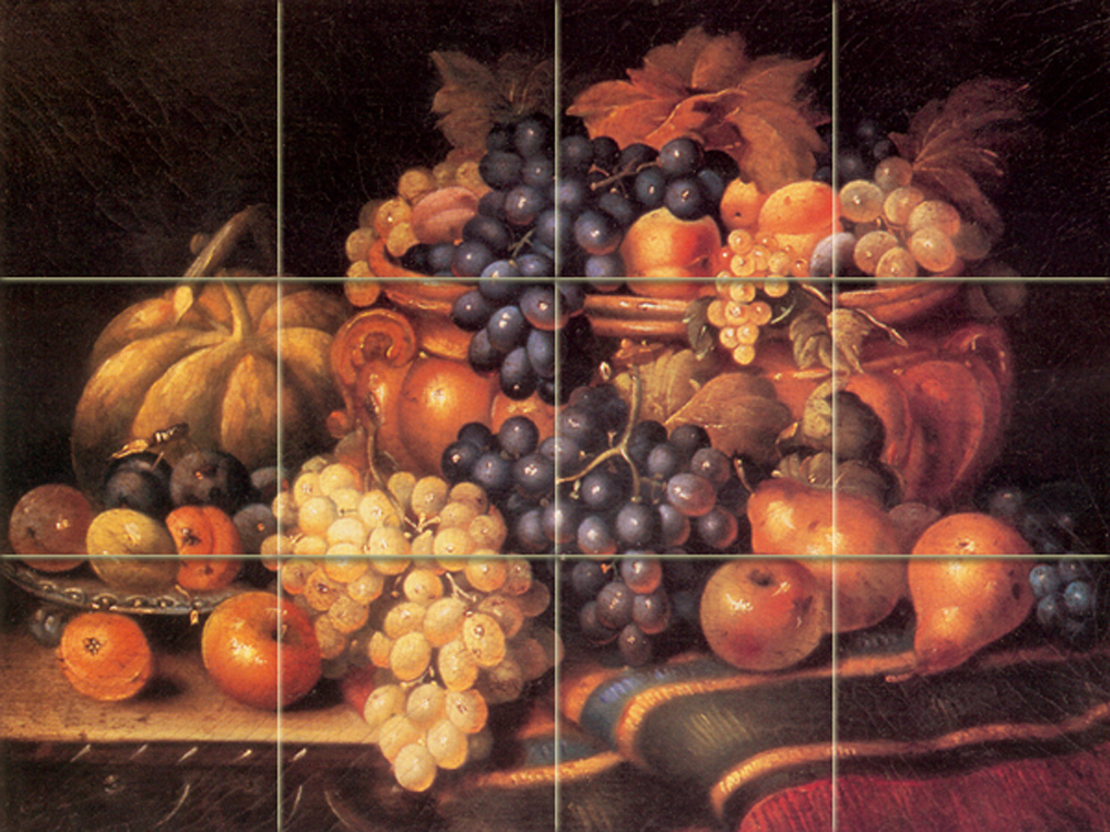Art Mural Tumbled Marble Backsplash Grapes Tile #42