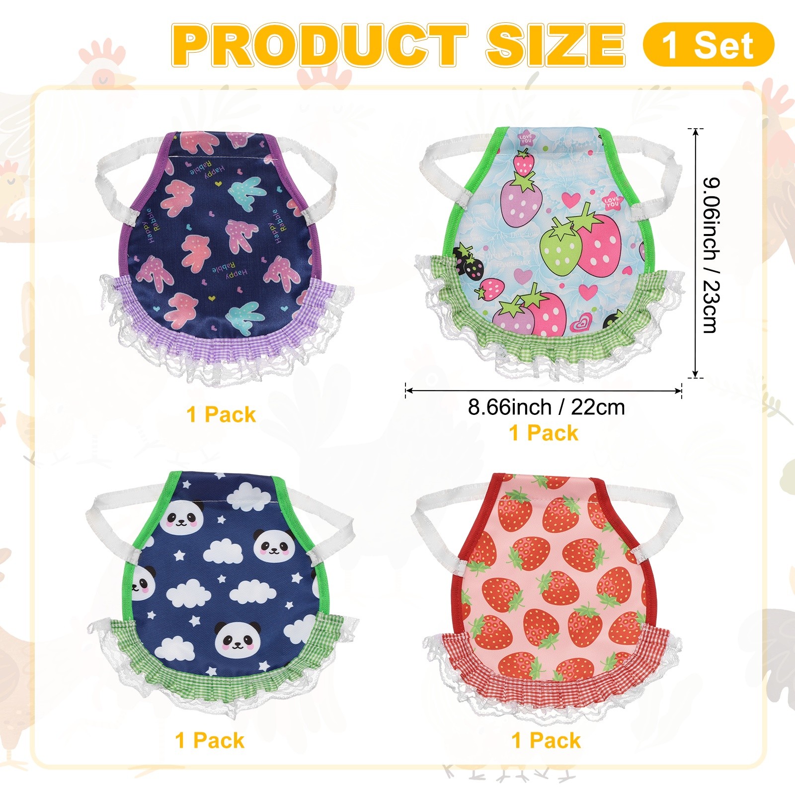 4-Pack Chicken Saddle, Chicken Apron Hens Back Protector [Mixing 4 Styles K]