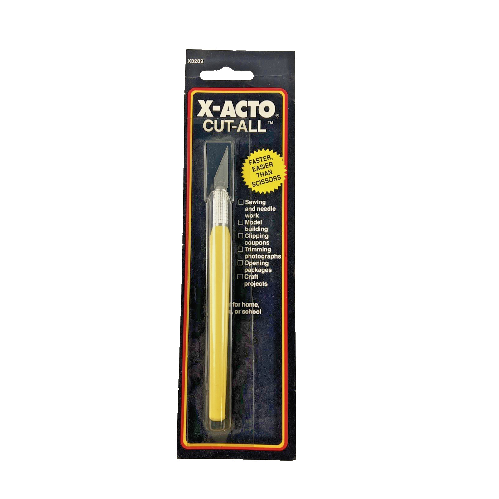 Vintage X-ACTO Cut-All Knife X3289 Yellow Handle NEW ON CARD Made in USA NOS