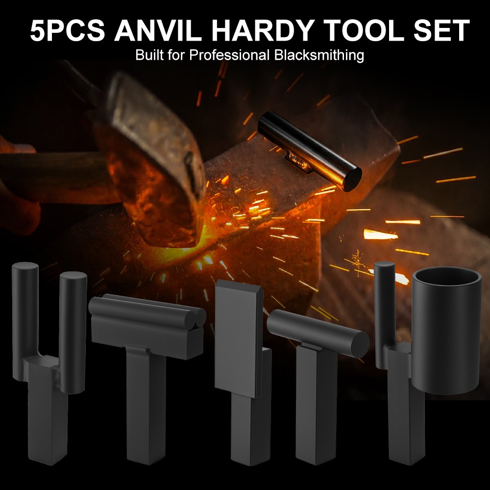 5 Piece 1" Blacksmith Anvil Hardy Hole Tools Set Blacksmithing Forging Kit