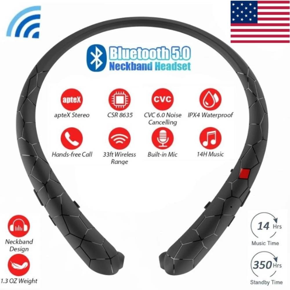 Wireless Bluetooth Neckband Headset Stereo Earbud Earphone for iPhone/Samsung/LG