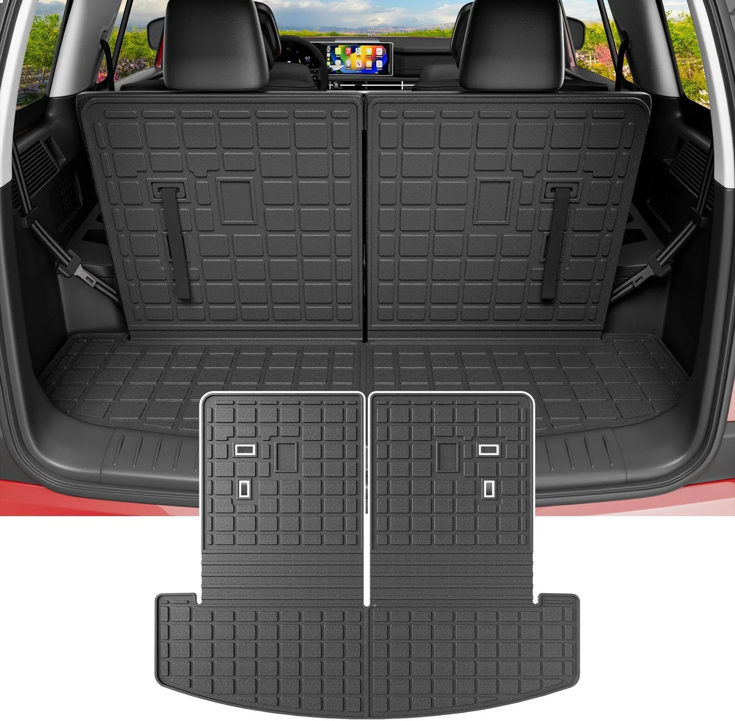 powoq Cargo Mat Compatible with 2024-2026 Santa Fe Trunk Mat Cargo Liner Rear Ba