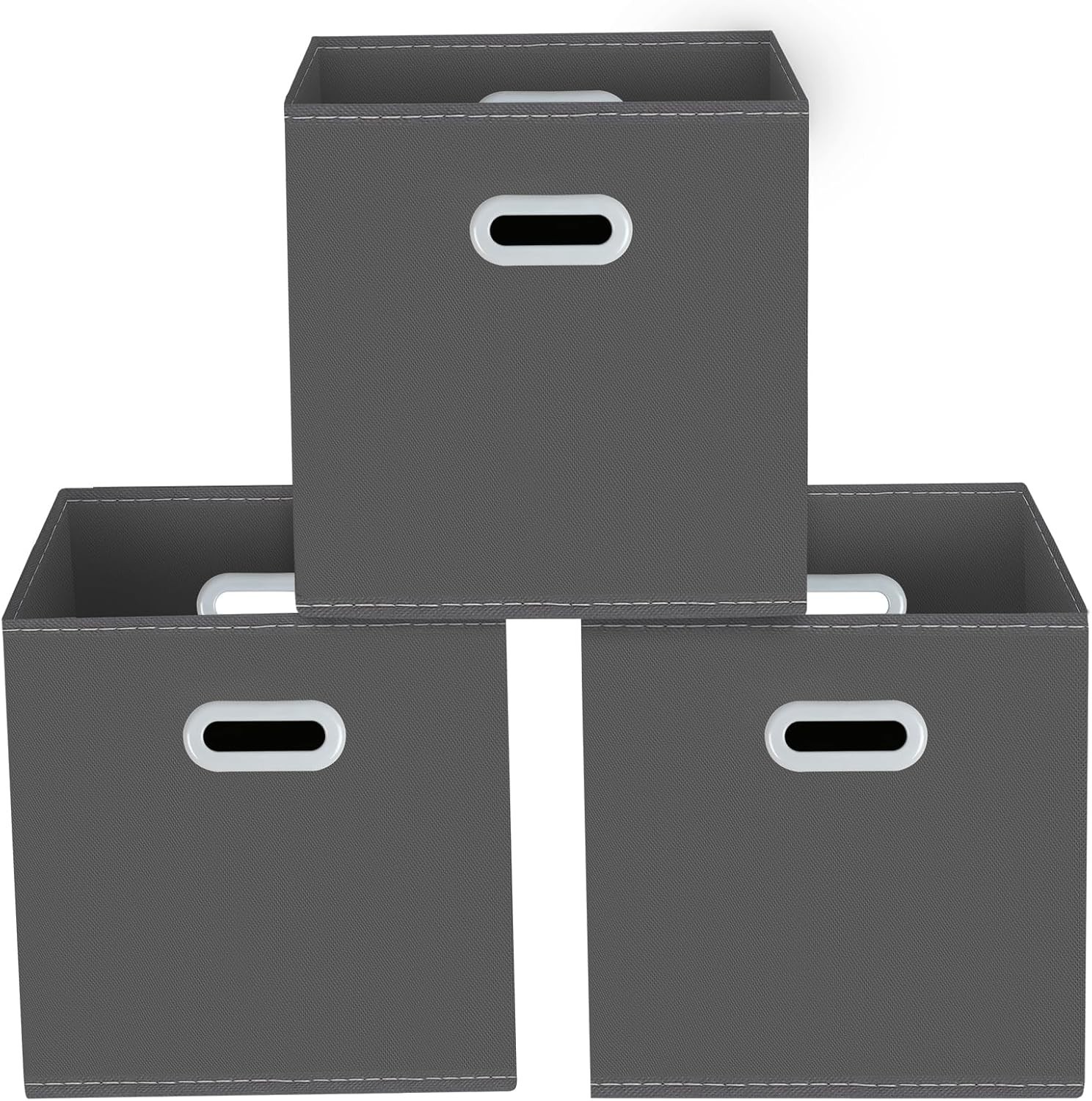 Stylish Gray Fabric Cube Organizers - Foldable, Lightweight, and Space-Saving