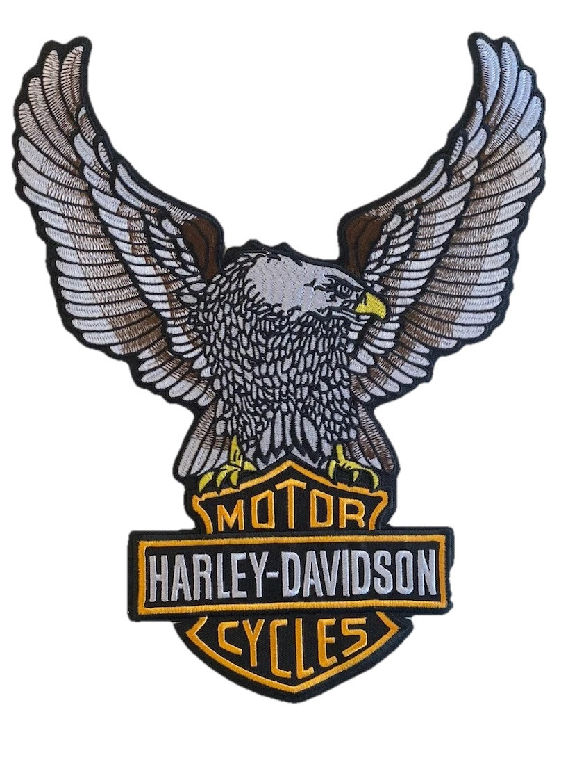 Harley-Davidson Eagle Bar&Shield Embroidered Iron On Sew On Patch 11x13”
