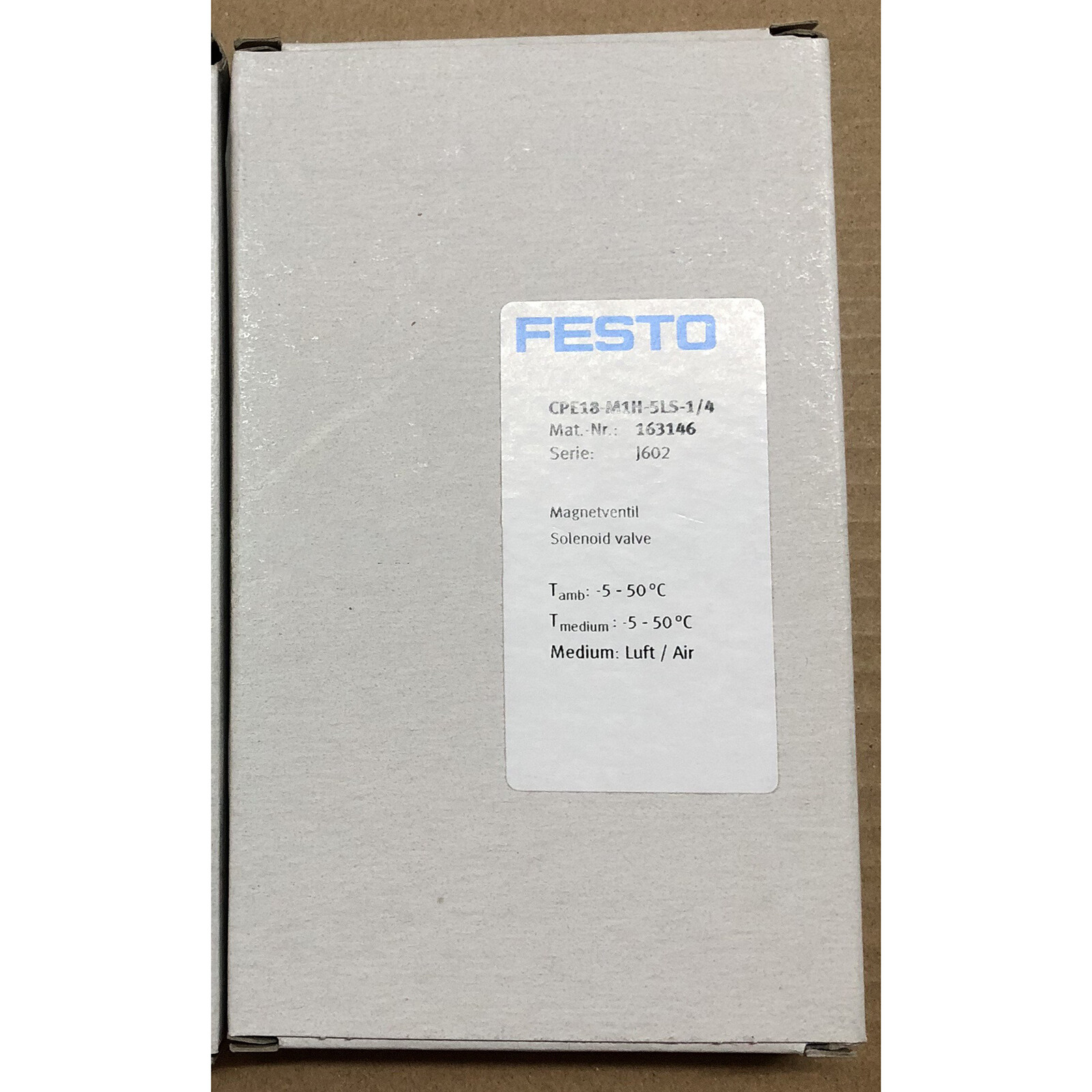 FESTO CPE18-M1H-5LS-1/4 163146 Solenoid Valve CPE18M1H5LS14 New Expedited Ship