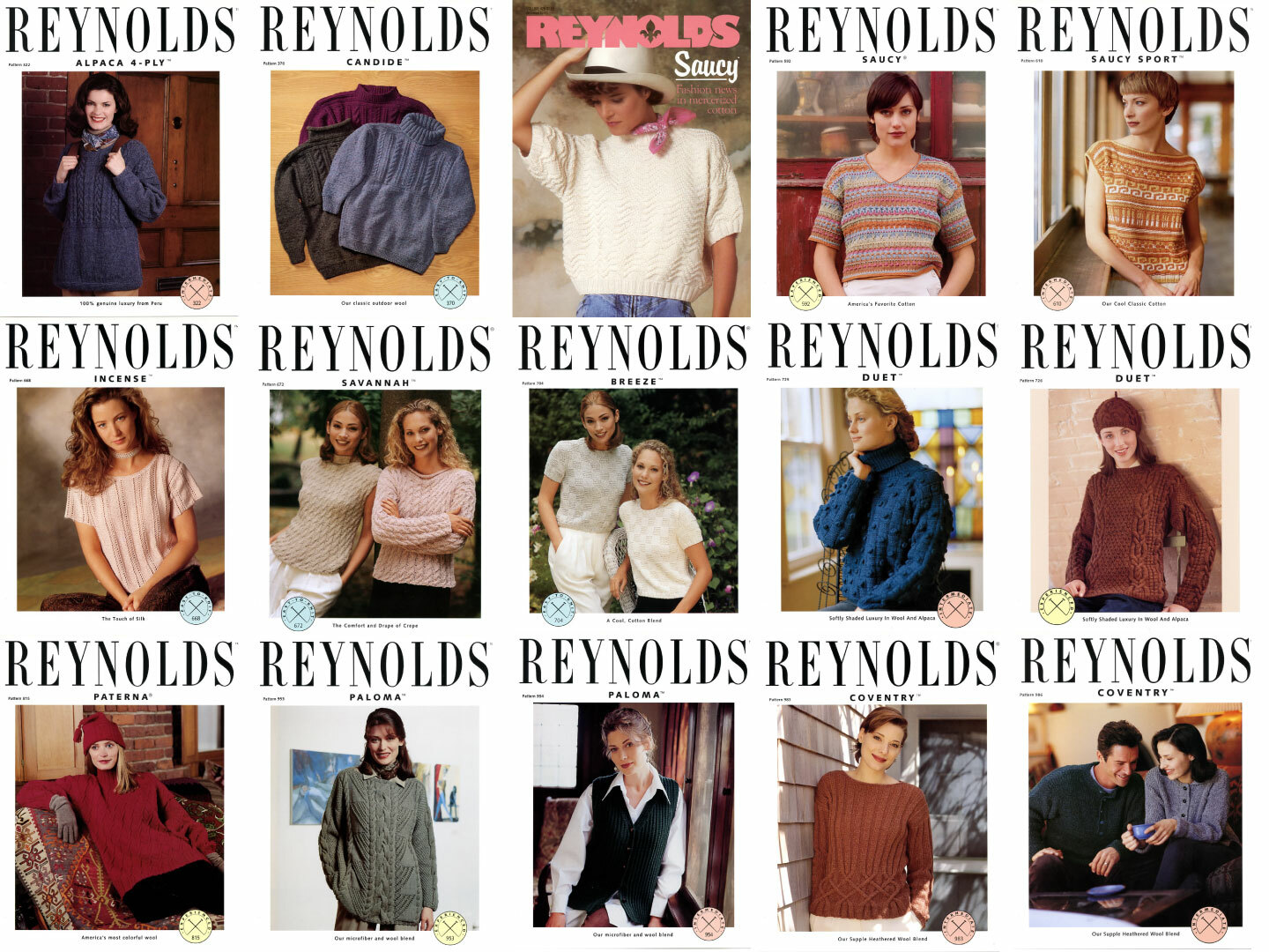 Reynolds Knitting Pattern Leaflets - Adult Sweaters - NOS